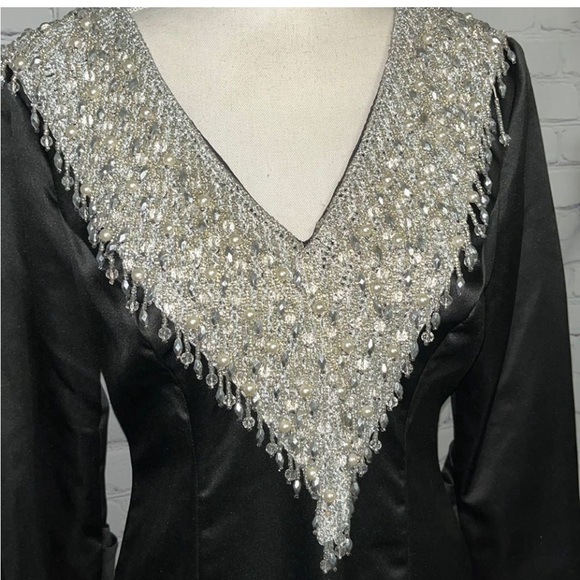 Vintage 1960’s Jack Bryan by Dupuis Black Crystal Embellished Gown - Picture 2 of 7